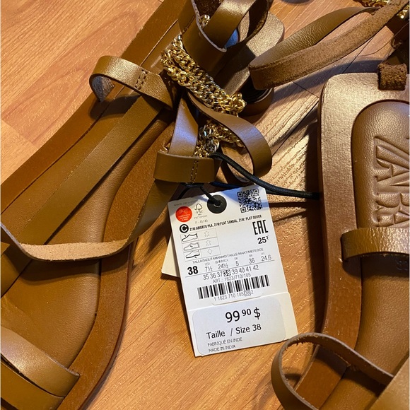 Leather lace up gladiator sandals with anklet detail - Picture 6 of 9